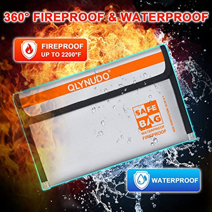 Small Fire Proof Travel Document Pouch, Birth Certificate Holder 2-Pack - color: small-grey+small-grey