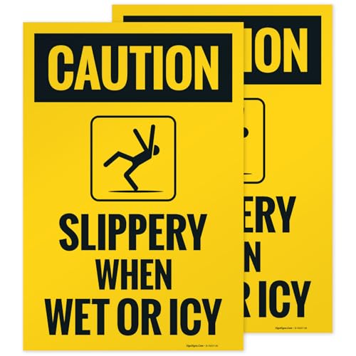 Caution Slippery When Wet Or ICY Sidewalk Sign Kit, (SI-76037) - size: 24x36 Inches, style: 2 Pack - Replacement Panels