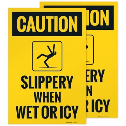 Caution Slippery When Wet Or ICY Sidewalk Sign Kit, (SI-76037) - size: 24x36 Inches, style: 2 Pack - Replacement Panels