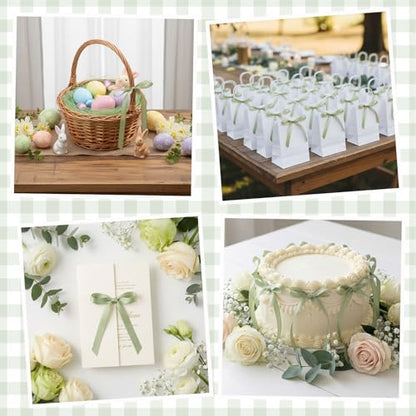 30 Pack Sage Green Bow Cake Toppers Ribbon Bows for Cake - color: Sage Green
