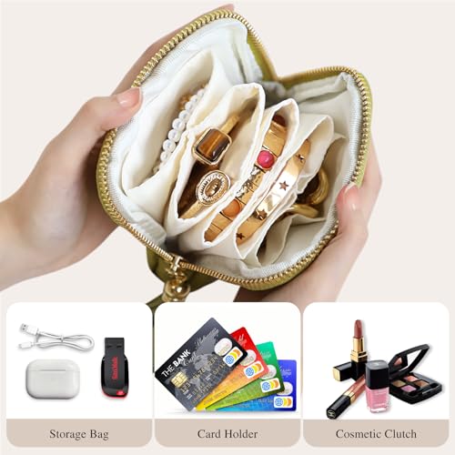 Stratalife Small Travel Jewelry Case, Portable Velvet Storgae Pouch - color: Green