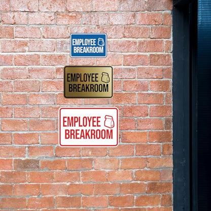 Classic Framed Employee Breakroom Sign (Brushed Gold) - Large - color: Brushed Gold, size: 6 x 8" - Medium (1 Pack)