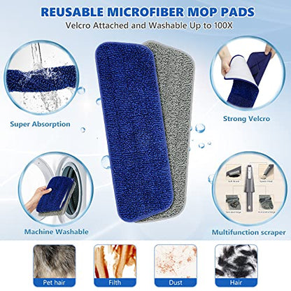 BPAWA Spray Mops for Floor Cleaning: Wet Microfiber Mop for Hardwood Tile - color: Darkblue-gray