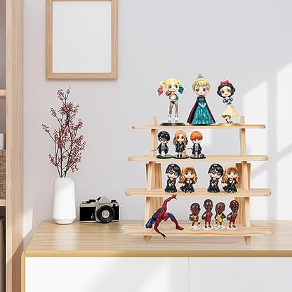 Wooden Display Stand, Tiered Cupcake Stand, 4 Tier Display Stand Riser - color: F-Natural