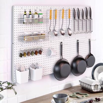 FZK Modular Plastic Peg Board Wall Organizer Kit, 16x16, White - color: 16inch-Pegboard Kit-White