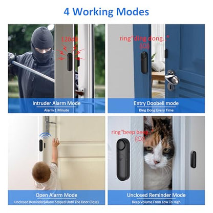 Window & Door Alarm When Opened 2-Pack for Kids Safety/Home Security, Black - color: Black