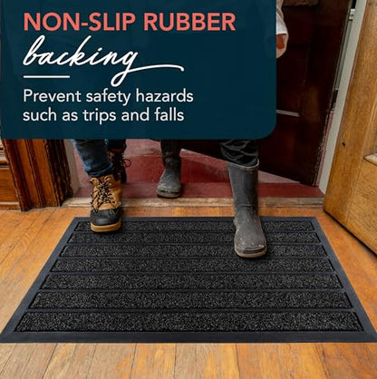 ubdyo Extra Durable Door Mat Outside Entrance (32" x 20", Bright Black) - color: Bright Black, size: 32'' x 20'' (Rectangular)