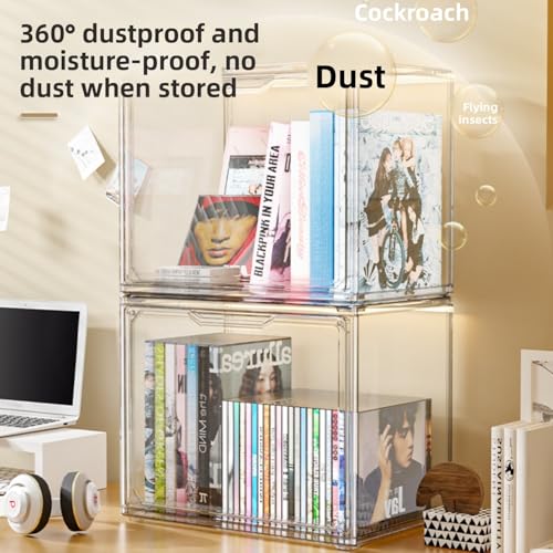 Clear Acrylic Display Case with Removable Cover - Stackable Dustproof Shelf Organizer for Funko Pop, Action Figures, Collectibles, Books, Cosmetics & Miniatures (clear,Medium (27 * 22 * 18)) - size: Medium (27 * 22 * 18)