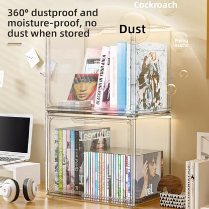 Clear Acrylic Display Case with Removable Cover - Stackable Dustproof Shelf Organizer for Funko Pop, Action Figures, Collectibles, Books, Cosmetics & Miniatures (clear,Medium (27 * 22 * 18)) - size: Medium (27 * 22 * 18)