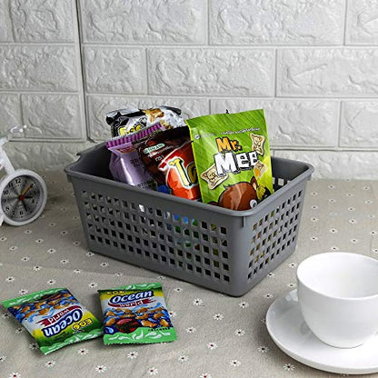 4 Packs Small Plastic Storage Baskets Set, Grey - size: shelf baskets