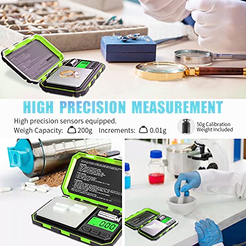 Fuzion Digital Pocket Scale, 200g x 0.01g Gram Scale High Precision - color: Green, size: 200/0.01g