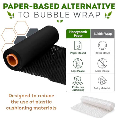 APQ Supply Honeycomb Packing Paper Black, 15 Inch x 100 Feet, Premium Packaging for E-Commerce Fulfillment, Small Business Shipping, Warehouses, and Boutiques - style: Black / Pack of 1