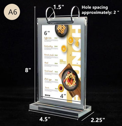 Clear Acrylic Sign Holder,Frames Desktop Double Display Holder T Type Menu Holders Flip Display 6 Pages-12 Sides Picture Paper Card Store Office Menu Retail Show Fair -Vertical (4x6)