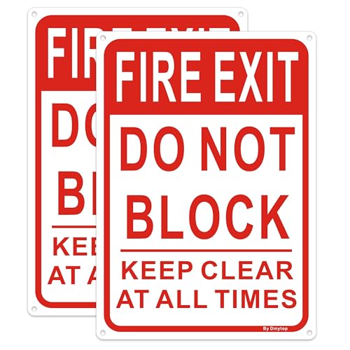 Large Fire Exit Sign, Do Not Block Door Signs, Keep Clear at All Times Sign, 14 x 10 Inches Rust Free Aluminum, Weather/Fade Resistant Easy Mounting 2 Pack - style: 14 " x 10 "