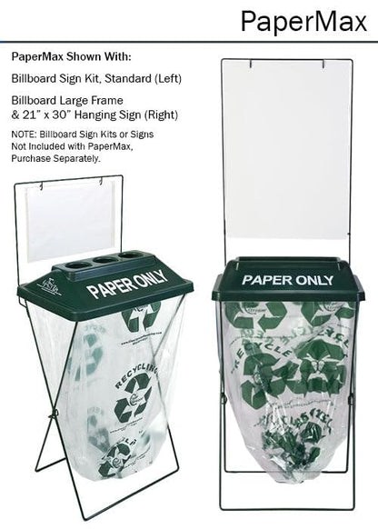 Zero Waste Event Trash and Recycling System | Portable Paper Recycling Bin | Great for Events, Festivals, Schools - 5 Pack - Green - color: Green, style: Paper