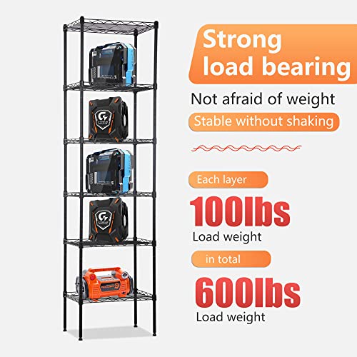 FDW | 6-Tier Wire Shelf | 17" x 12" x 64" | Black - color: Black, size: 17×12×64