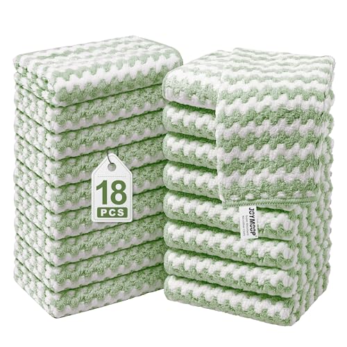 JOYMOOP Microfiber Cleaning Cloth, 18 Piece Set, Small, Green - color: D