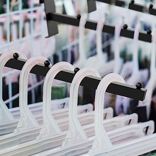 4 Pack Black Gridwall Clothes Hanger with 5 Balls - 12 Inch Rectangular Tube Display for Wire Grid and Grid Wall