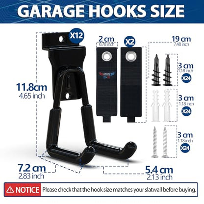 3-H Slatwall Hooks, 12 Pack 4.7" U-Shaped Heavy Duty Slatwall Accessories - size: 12