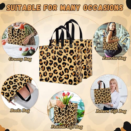 Abbylike 30 Pcs Brown Leopard Gift Bags, Animal Print Reusable Tote - style: Brown Leopard