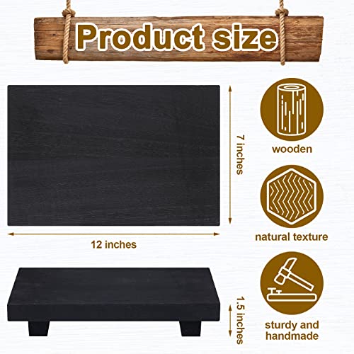 Nuogo Wood Pedestal Riser Stand for Kitchen Soap Tray,12 X 7 Inch,Black - color: Black, size: 12 x 7 Inch