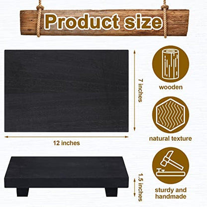Nuogo Wood Pedestal Riser Stand for Kitchen Soap Tray,12 X 7 Inch,Black - color: Black, size: 12 x 7 Inch
