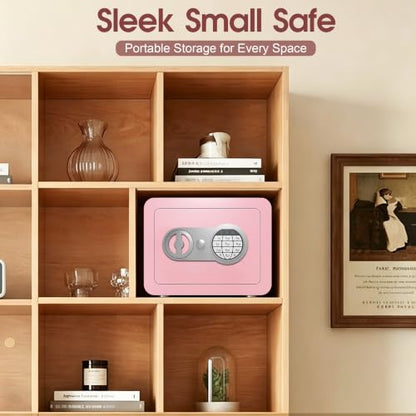 Small Safes for Home Small Safe Box Mini Safe with Coin Slot Personal Safes for Money Cash Documents Kids Safety Box with Digital Keyboard & Sensor Light Caja Fuerte Para Dinero 0.23 Cubic (pink) - color: pink