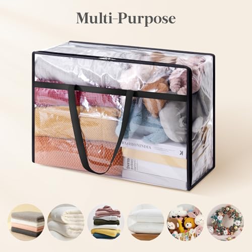 Lifewit 60L Clear Clothes Storage Bags,Plastic Foldable Blanket Storage Bag - size: 60L