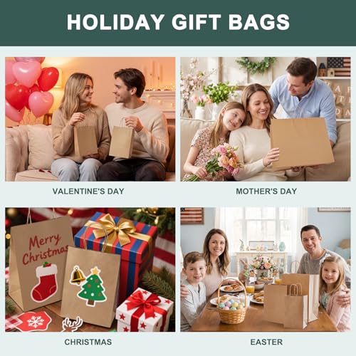 METRONIC Gift Bags with Handles,16x6x12 Recyclable Brown Paper Bags 50Pcs - color: Brown, size: 1 Count (Pack of 50)