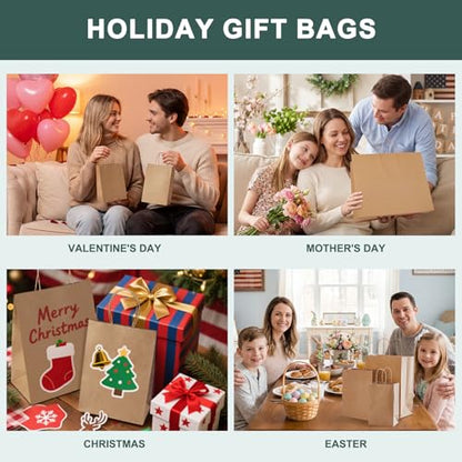 METRONIC Brown Paper Gift Bags 5.25x3.75x8 inch Small Bulk 200 Pack - color: Brown, size: 1 Count (Pack of 200)