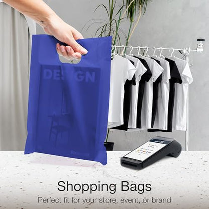 100 Indigo color Plastic Bags With Handles 9x12 Merchandise Bags - color: Indigo