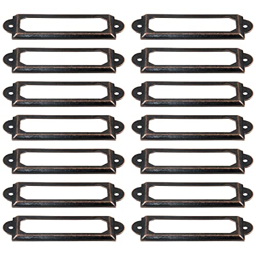 Metal Label Holder, 60mm x 17mm File Drawer Label Frames Holder - color: Red Bronze, size: 60mm x 17mm