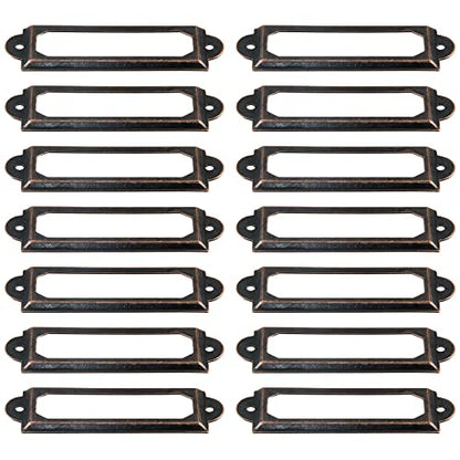 Metal Label Holder, 60mm x 17mm File Drawer Label Frames Holder - color: Red Bronze, size: 60mm x 17mm
