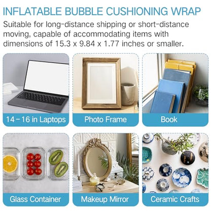 PerKoop 100 Pack 14-16 Inch Laptop Inflatable Protective Bags Air Pillows for Shipping Bubble Cushioning Wrap with Pump Inflatable Bubble Sleeves for Laptop Photo Frame Record Packing Shipping - size: 14-16 Inch Laptop