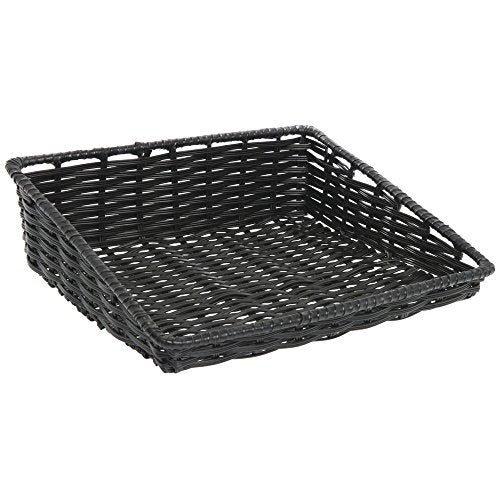 HUBERT Wicker Look Tapered Storage Basket, Rectangular Black - 15 1/2"L x 14"D x 1 1/2" to 4"H - color: Black, size: 15.5"Lx14"Dx1.5-4"H