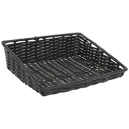 HUBERT Wicker Look Tapered Storage Basket, Rectangular Black - 15 1/2"L x 14"D x 1 1/2" to 4"H - color: Black, size: 15.5"Lx14"Dx1.5-4"H
