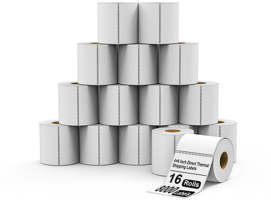 HUOJI 8000 4x6 Thermal Shipping Labels 500/Roll, Commercial Grade - size: 16 Rolls | 8000 Labels