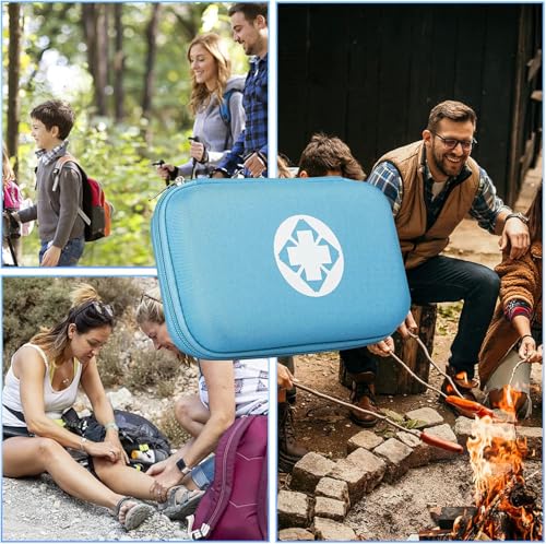 First Aid Kit 276PCS Car Home Camping Essentials Blue Emergency Kit - color: Blue-276pcs