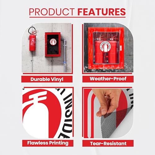 15 x Fire Extinguisher Inside Sticker | 3 x 3 Inch Vinyl Fire Extinguisher Inside Sign | UV-resistant Fire Extinguisher Sticker | Fire Extinguisher Signs for Business