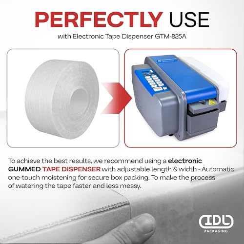 IDL Packaging 2.83" x 450' Water-Activated Kraft Gummed Tape, 30lb (2-Pack) - color: White, 30 lbs