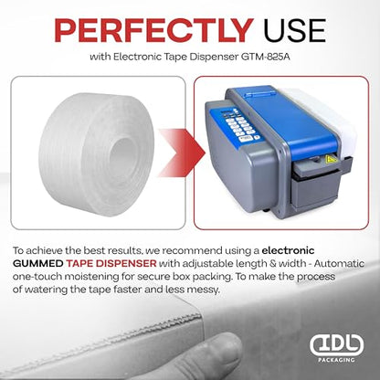 IDL Packaging 2.83" x 450' Water-Activated Kraft Gummed Tape, 30lb (2-Pack) - color: White, 30 lbs