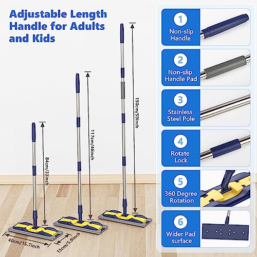 Microfiber Mops for Floor Cleaning: Flat Hardwood Floor Mop 4 Washable Pads - color: Yellow