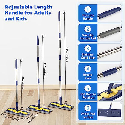 Microfiber Mops for Floor Cleaning: Flat Hardwood Floor Mop 4 Washable Pads - color: Yellow