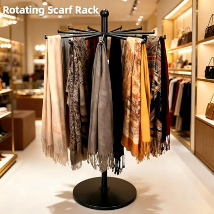 23-Inch Metal Rotating Purse & Scarf Display Rack,Black - color: Black