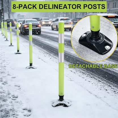 OrangeStar 36 Inch Traffic Cones 8-Pack with Spring Base - color: Green, size: 36 in
