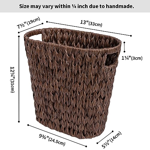 GRANNY SAYS Bedroom Trash Can, Wicker Waste Basket for Bathroom, Brown - color: Brown, size: Rectangular - 13"L x 7½"W x 12¼"H