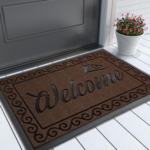 Yimobra Artificial Grass Welcome Mat, 29.5 x 17 in, Coffee - color: Coffee, size: 29.5x17 Inch