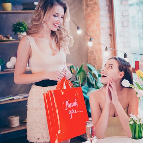 Teling 200 Pcs Thank You Shopping Bags with Handle,Red - color: Red