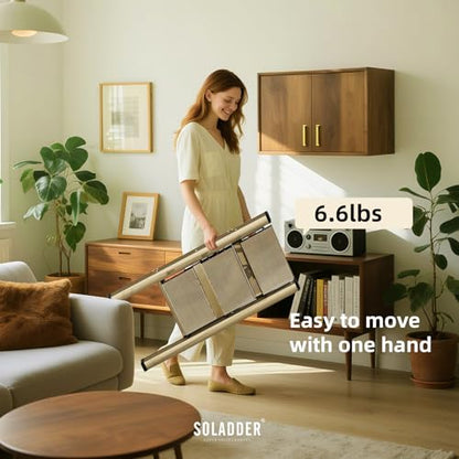 SOLADDER 3 Step Ladder, Folding Step Stool, Brown Gold - color: Brown Gold, size: 3 Step