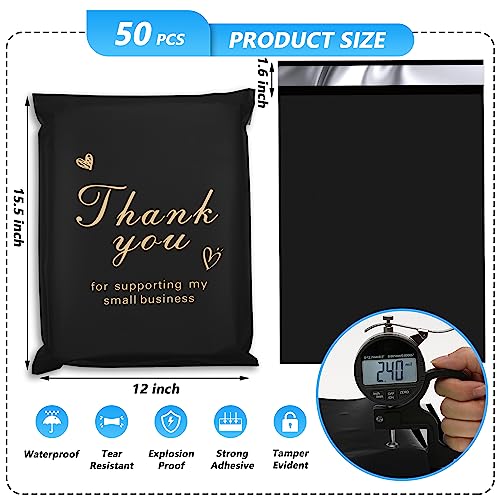 Thank You Poly Mailer 12x15.5 Inch 50 Pcs, Black - color: Black, size: 12x15.5 Inch 50 pcs